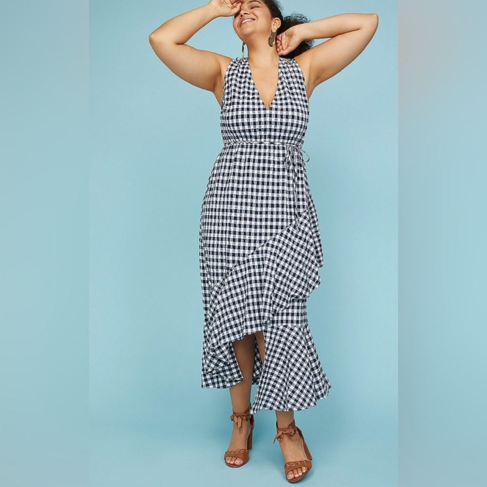 LB Dress Midi Gingham Stretch